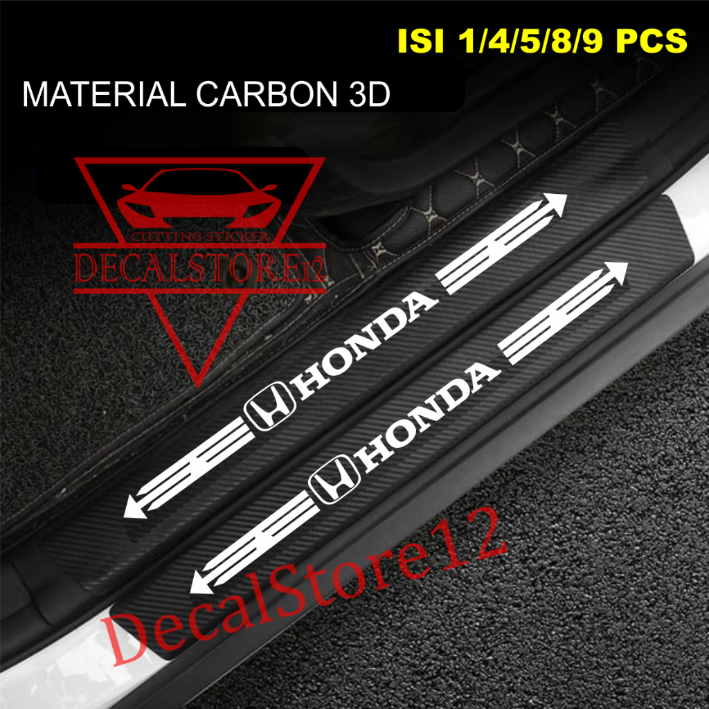Honda 3d carbon sill plate stickers 9pcs honda car step stickers ...