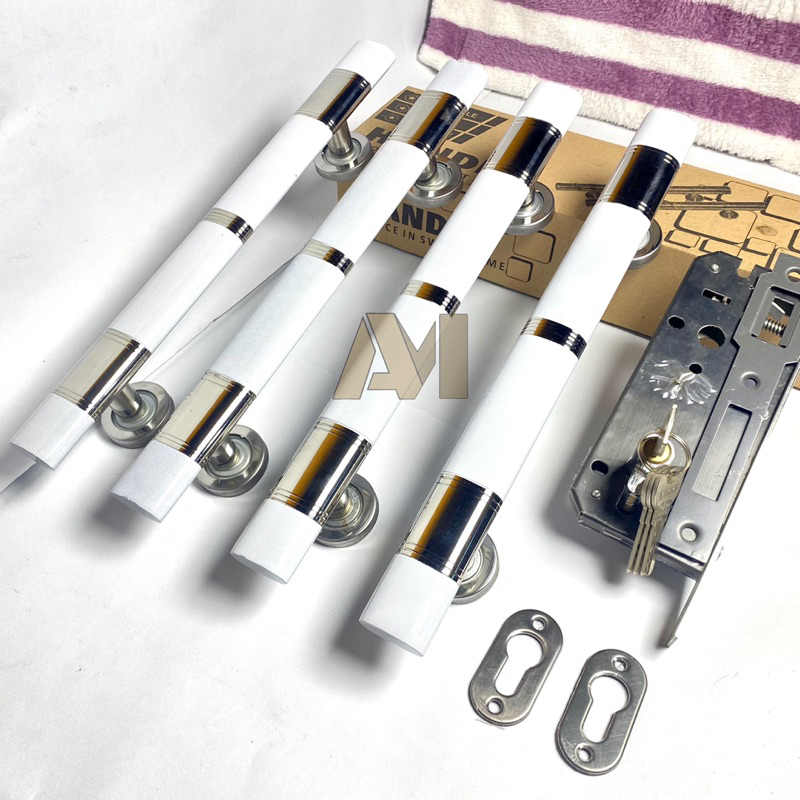 Door handle complete with lock (4 handles + key) kuputarung house door ...
