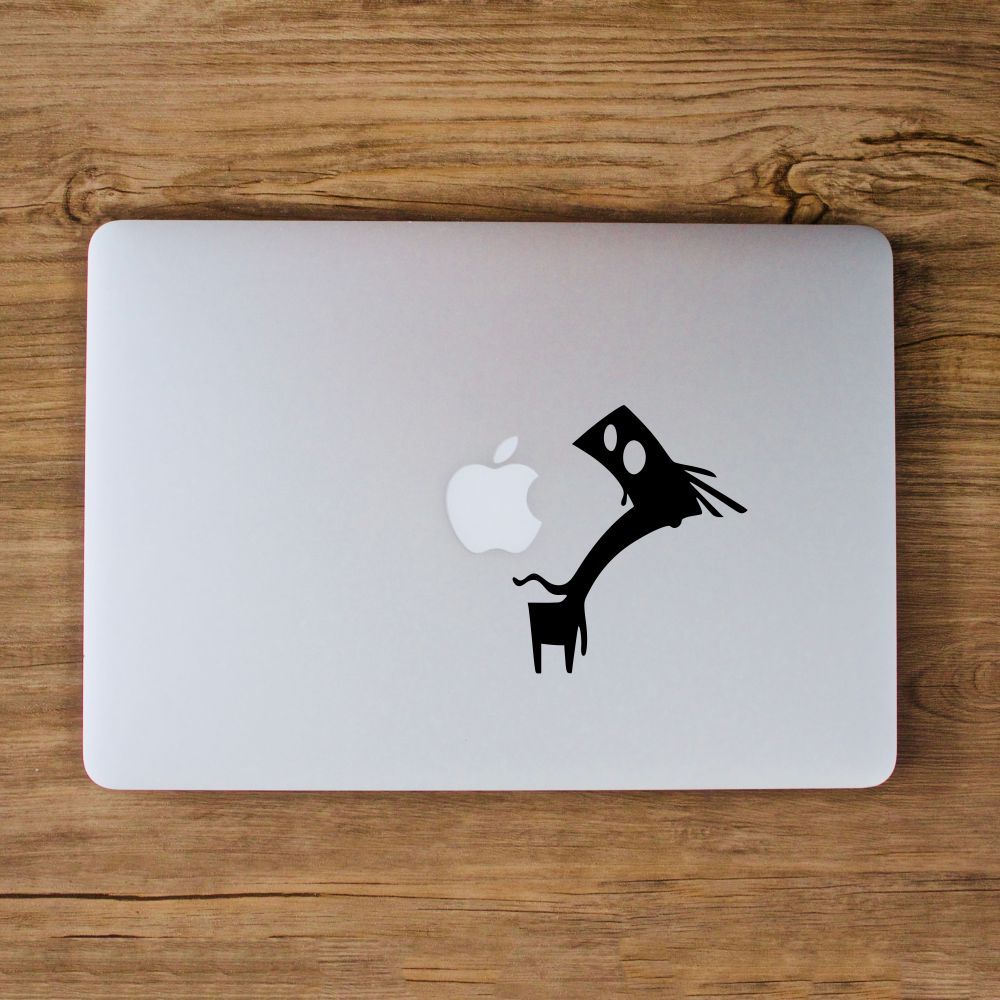 Funny Character Going to Eat Apple Sticker - Laptop Decal Macbook ...