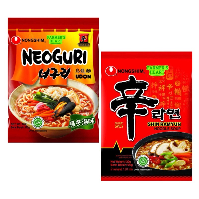 Nongshim Korean noodles available in Shin Ramyun and Neoguri Udon 120 g ...