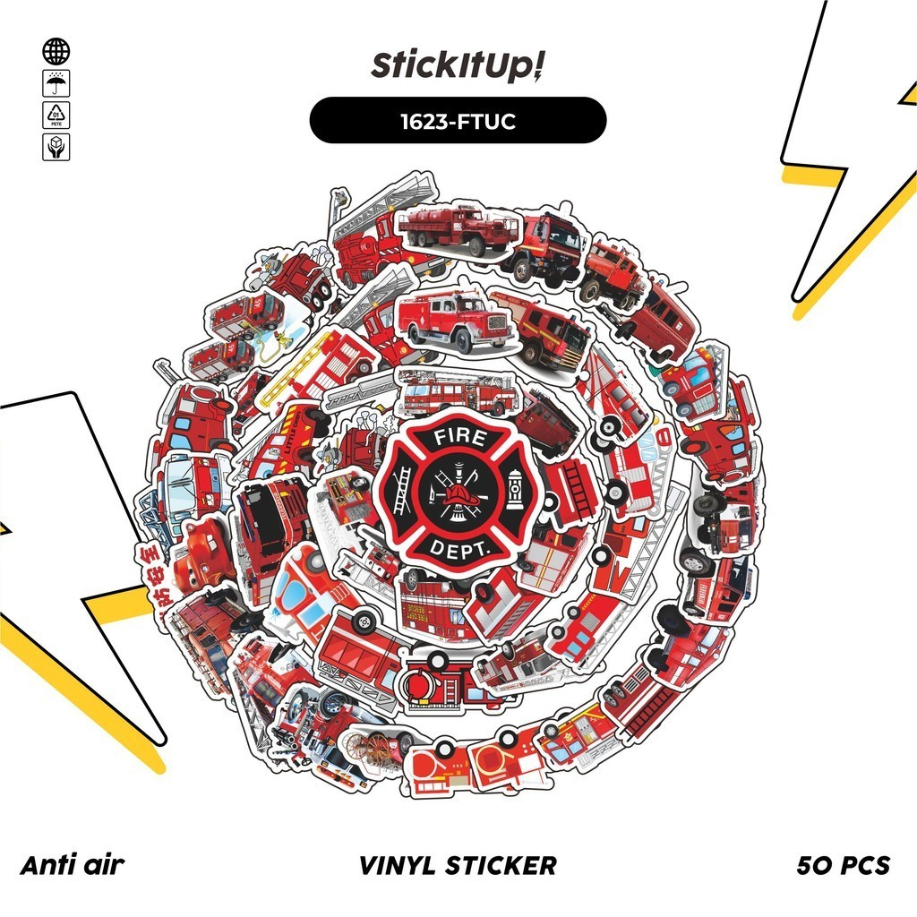 100 Pcs Sticker Pack Fire Fighter Truck Fire Engine Series 01 Fire ...