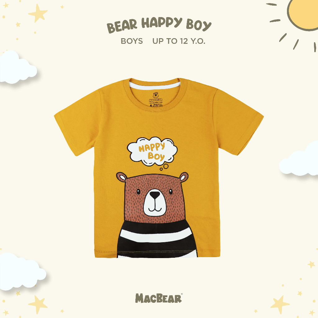 Best Selling TShirt For Boys Bear Happy Boy 6 Months 12 Years Shopee Malaysia