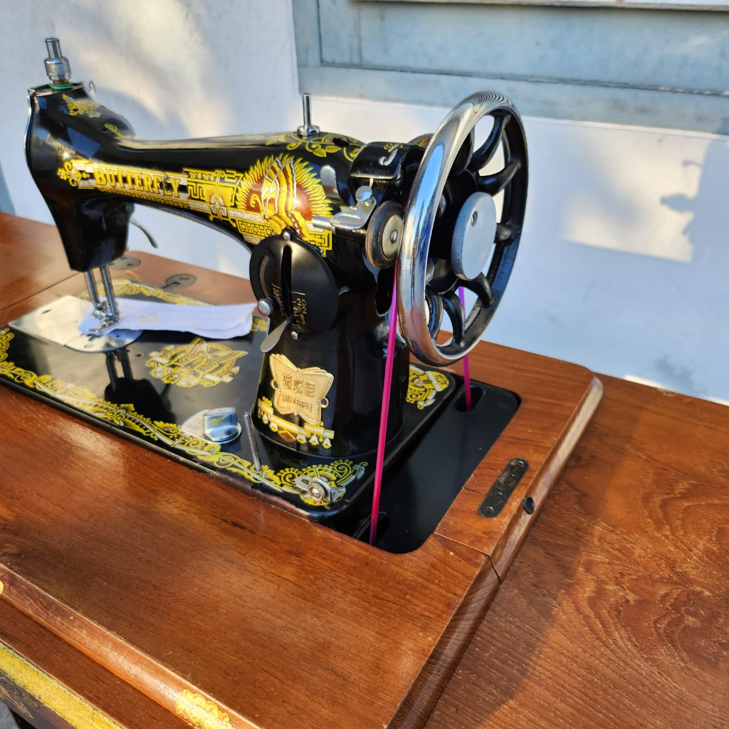 MESIN (1 Set Of Sewing Machine And Table) Butterfly Sewing Machine Back