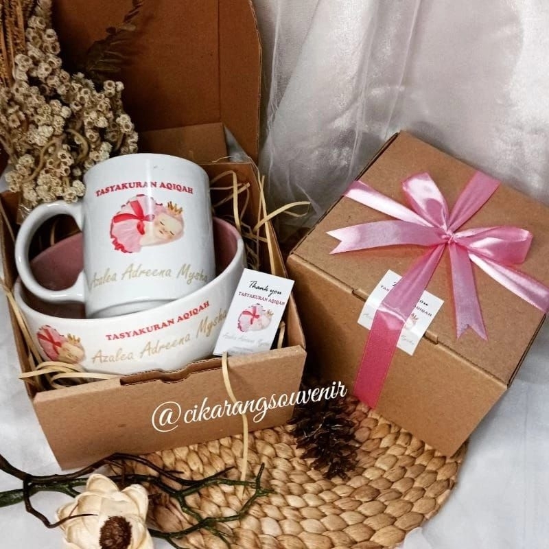 Mug & Bowl souvenir Packages/Birthday Souvenirs, aqiqah Souvenirs