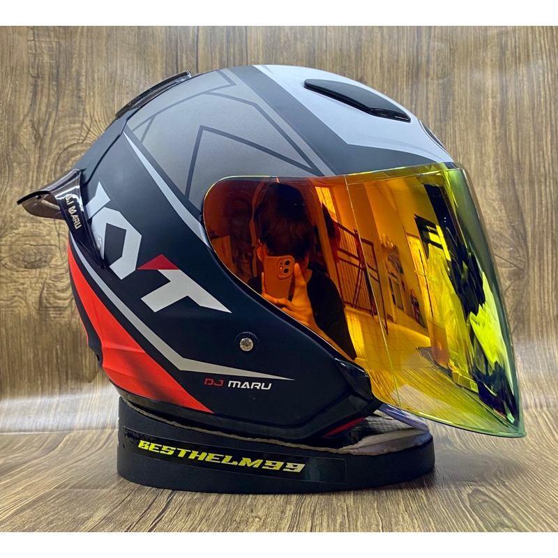 Helmet KYT DJ MARU 17 MATT BLACK DOFF Handsome Package KYT DJ MARU