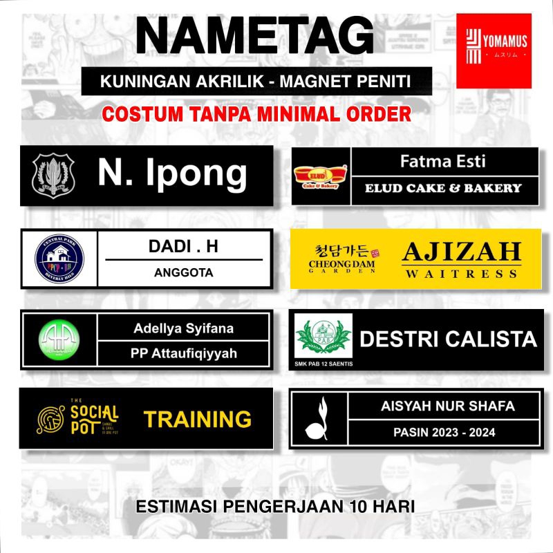 Name TAG/NAMETAG/Identification/Chest Nameplate Shopee Malaysia