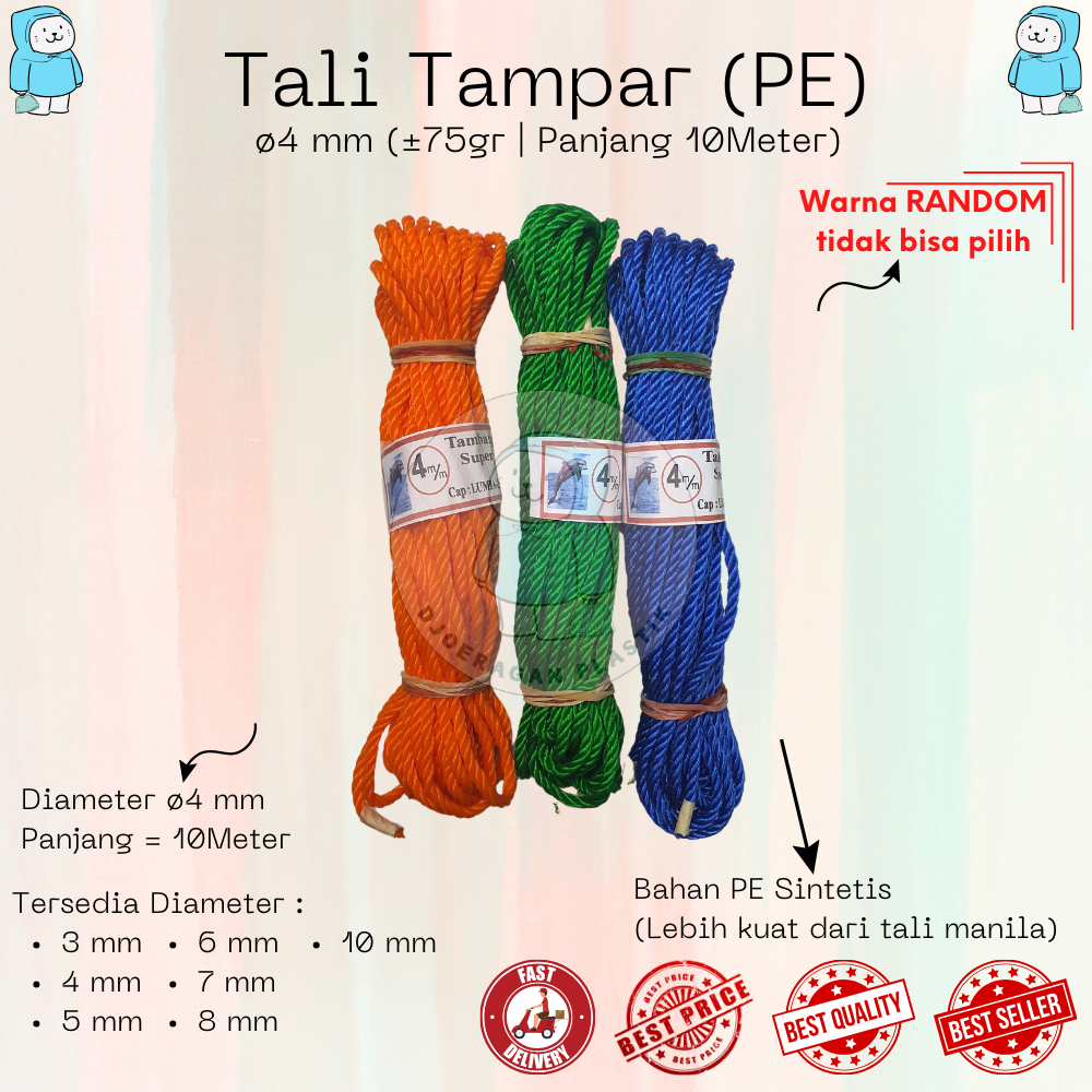 [4mm X 10Meter] Dolphin Cap Mining Rope | Slap | Plastic | Nylon ...