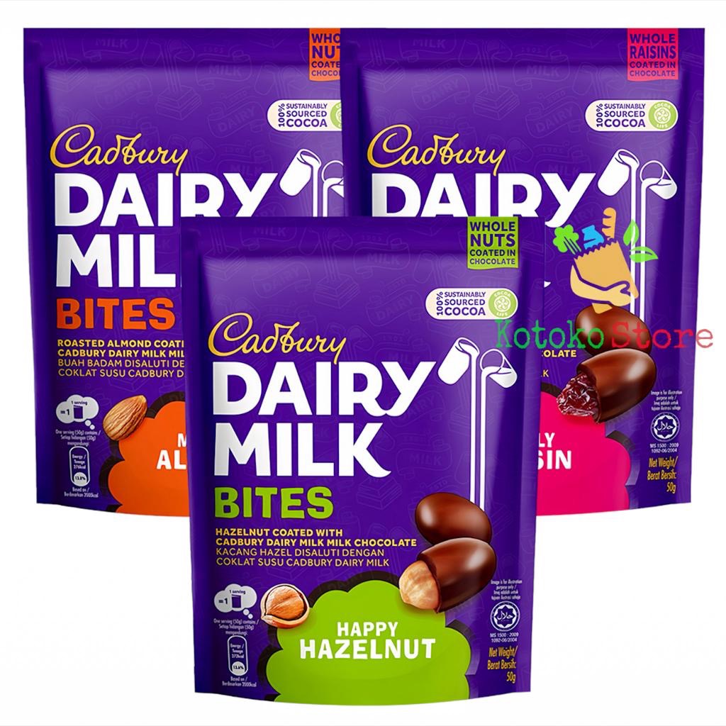 Cadbury Dairy Milk Bites Merry Almond Happy Hazelnut Jolly Raisin 50gr