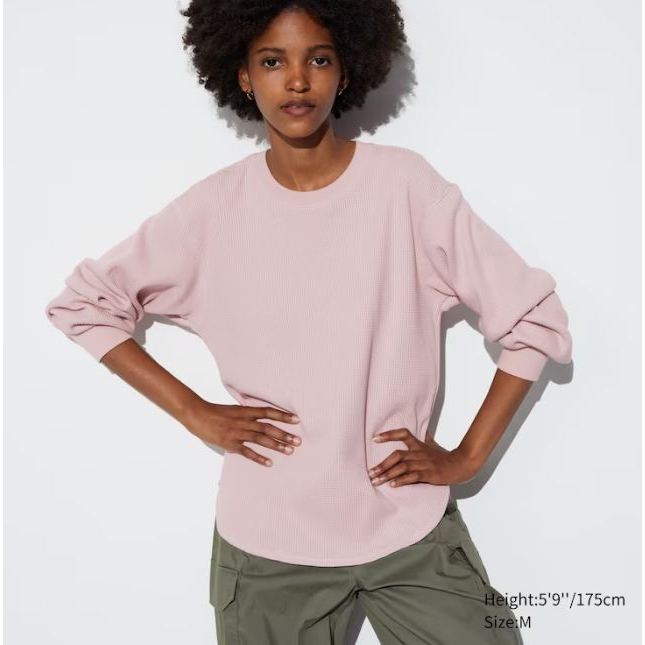 Uniqlo T SHIRT WAFFLE CREW NECK LONG SLEEVE WOMEN UNIQLO TSHIRT T SHIRT Shopee Malaysia