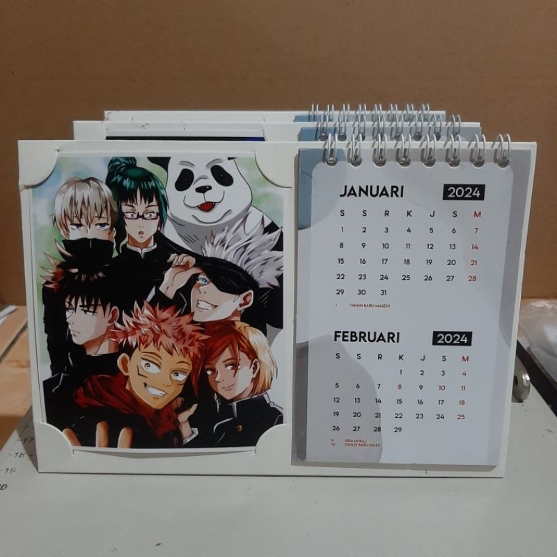 Sitting Calendar 2025 Anime, jujutsu kaisen, one piece, bokuno hero