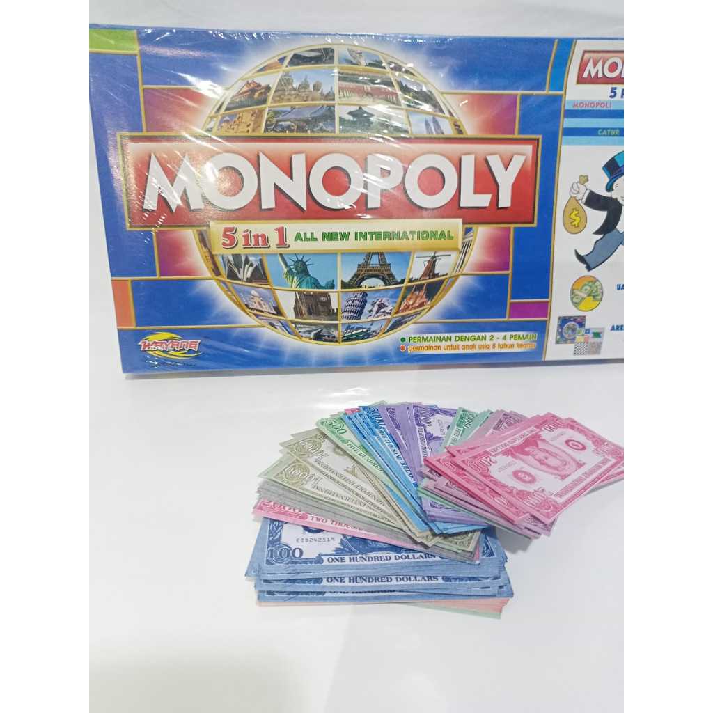 Monopoly Family Toys 5 in 1 Monopoly Halma Snake Ladder Ludo Chess Two ...