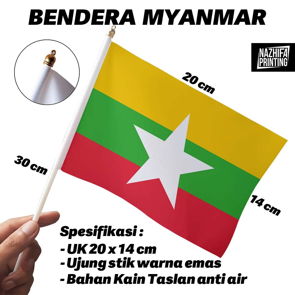 Myanmar Burmese State Hand Stick Flag (Includes Stick Stick) | Shopee ...