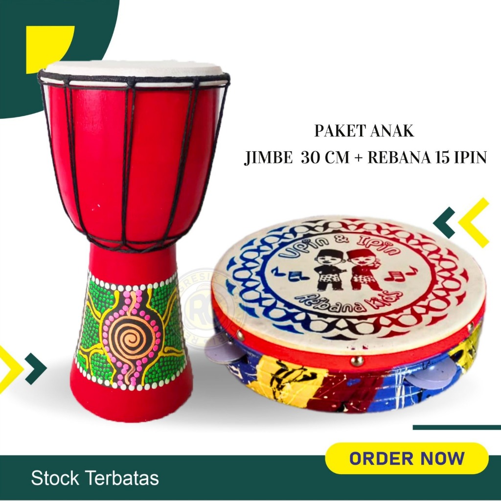 Package Of Children's Tambourine With IPIN MOTIF And JIMBE Drum Size ...