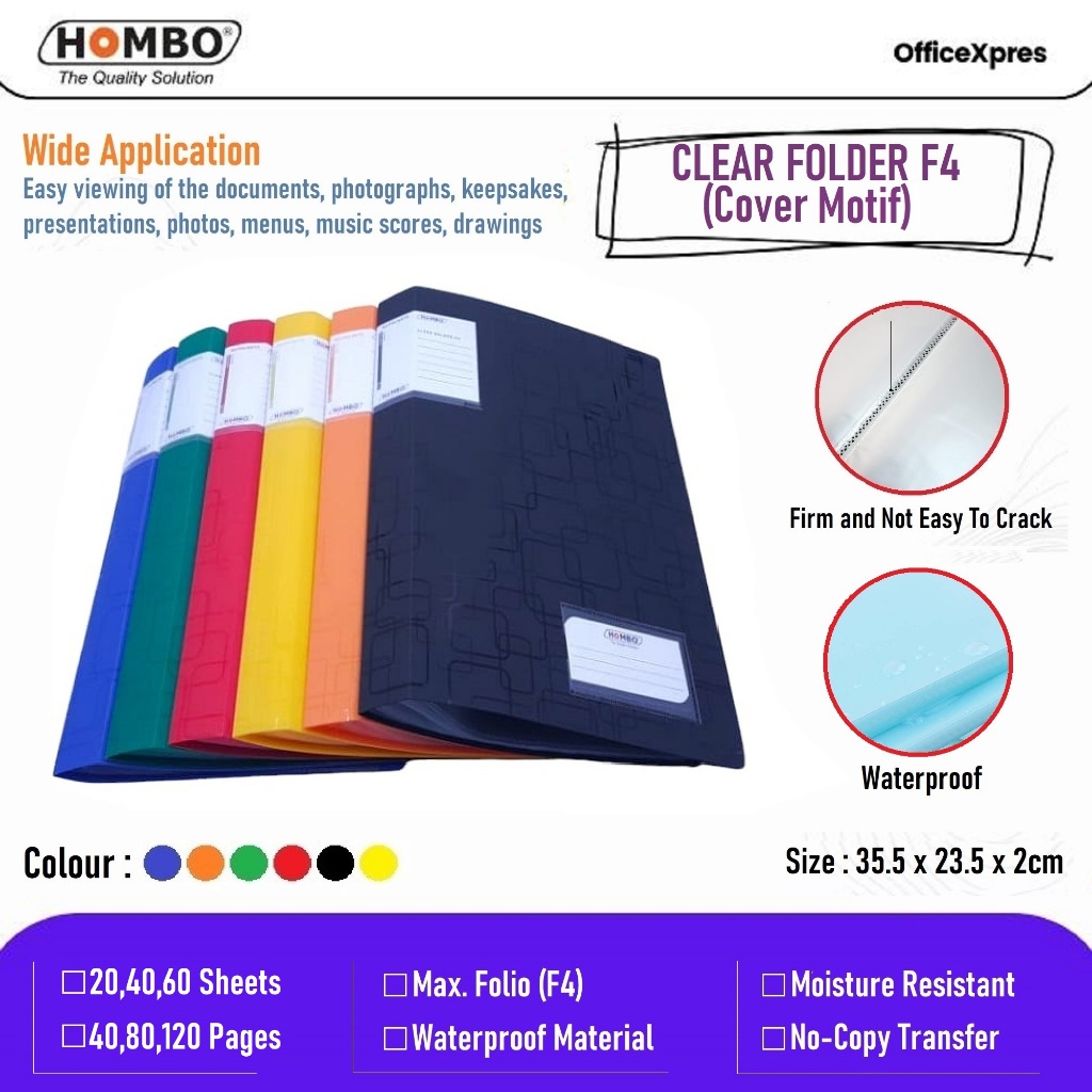 Plastic Folder / Clear Holder / Document File Keeper F4 Folio 20 40 60 ...