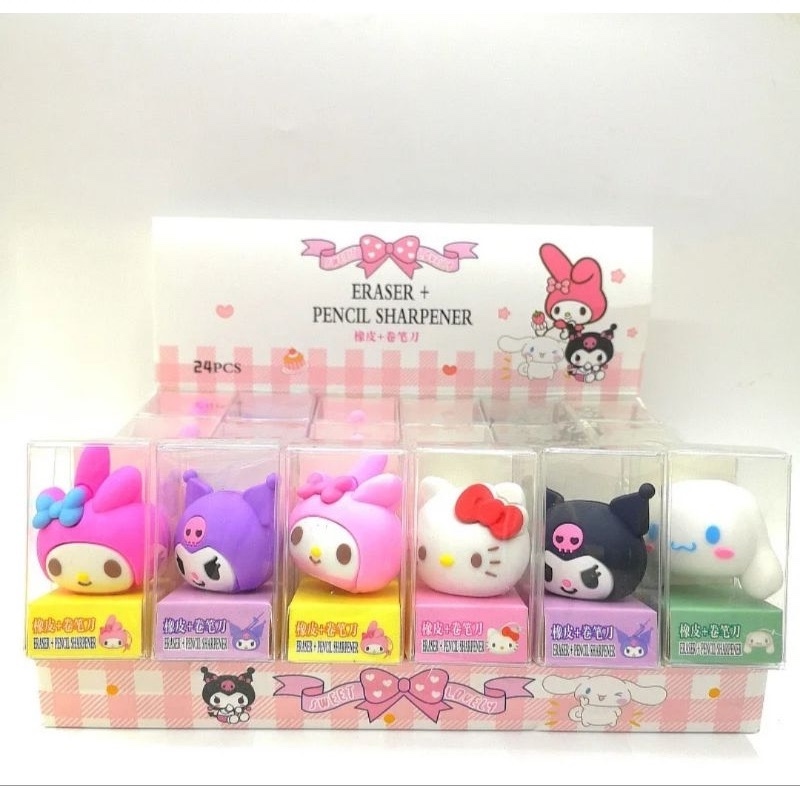 Cute Hello Kitty Kuromi My Melody Cinnamoroll Motif Pencil Sharpener ...