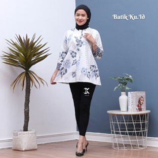 Batik Women Modern Long Sleeve Blouse Batik Mega Overcast Front Button ...