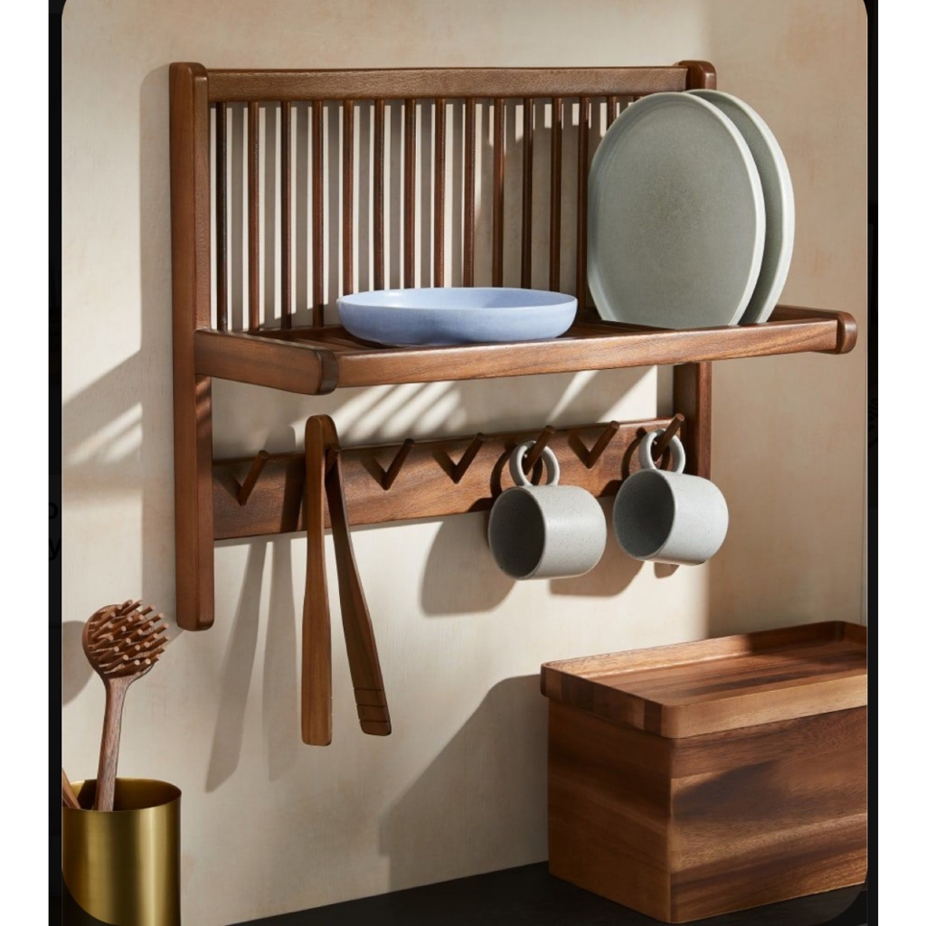 KAYU Teak Wood Dish And Glass Rack Shopee Malaysia