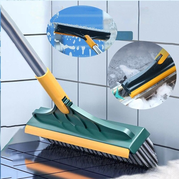 Floor Toilet Brush Broom (2 IN 1) Long Handle Push Brush Floor Wiper