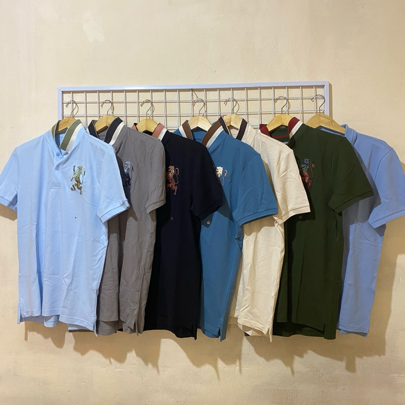 ORIGINAL] Men's GIORDANO 3D LION POLO SHIRT (Black Navy White