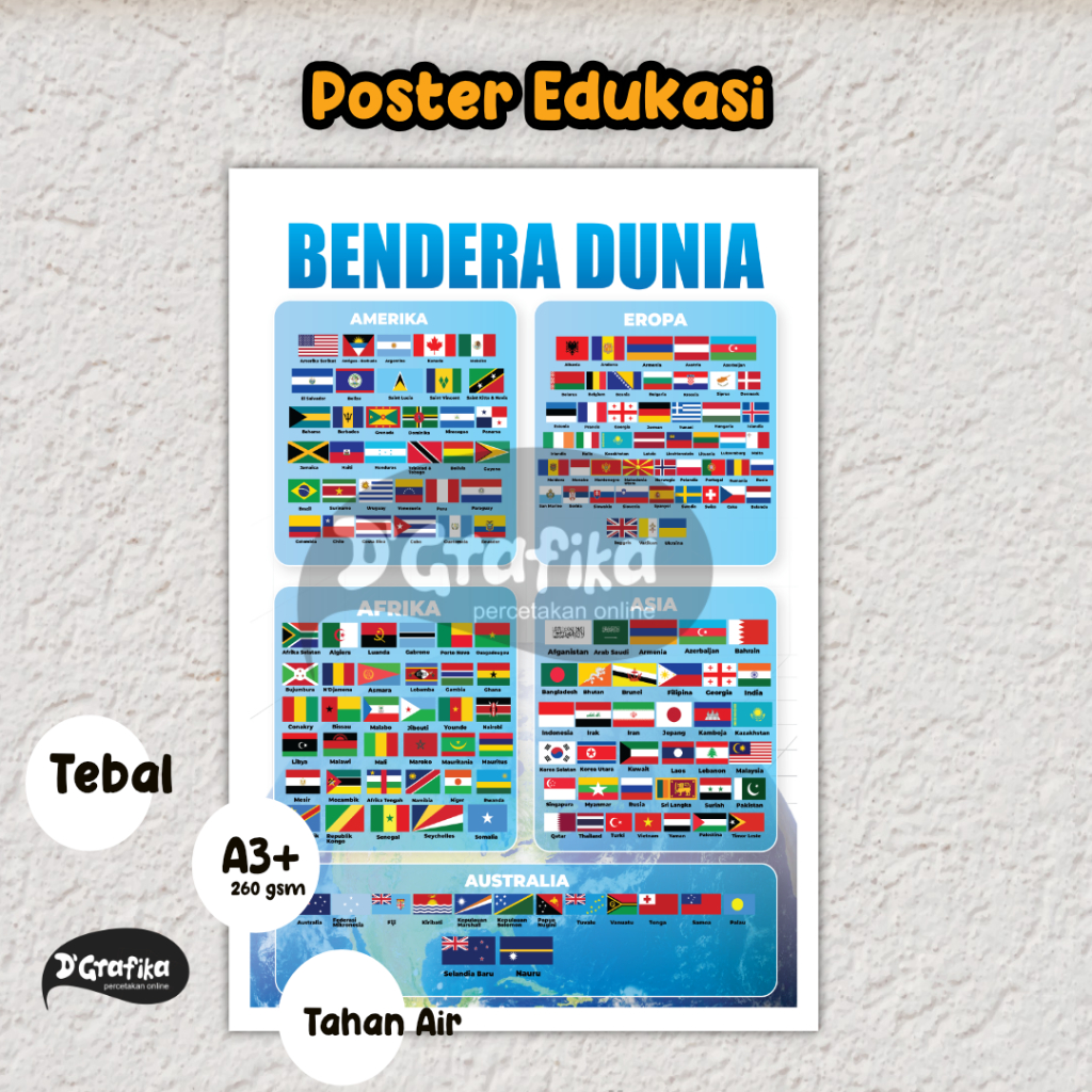 World Flag Poster Educational Poster Flag Poster A3 Poster