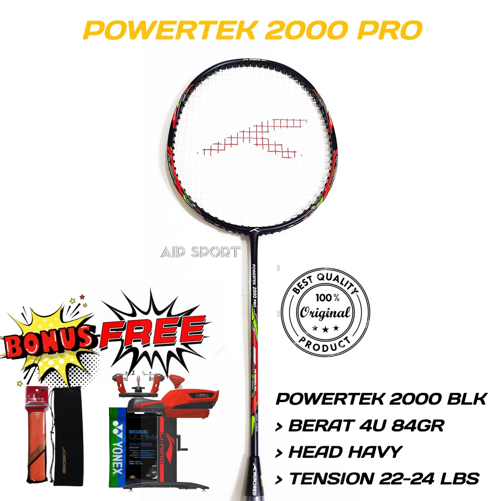 Original Hundred Powertek 2000 Pro Badminton Racket Ready to use ...