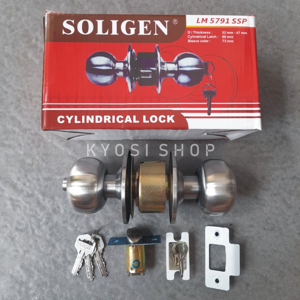 Soligen ONAT Round Lock Handle Bathroom Door Lock WC Toilet Stainless ...