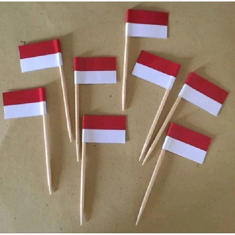 PUTIH MERAH Red And White Flag Topper/Cupcake Tumpeng Rice Decoration ...