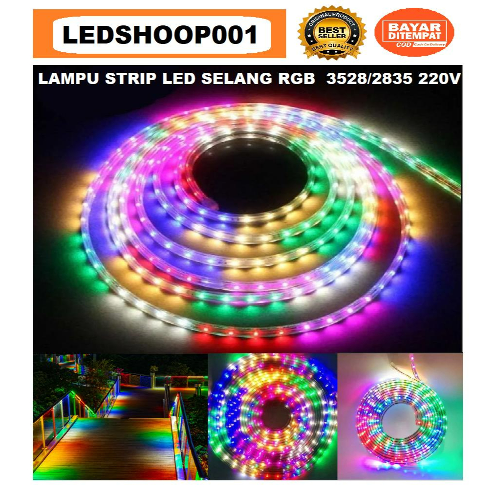 MERAH PUTIH Rgb AND RED AND WHITE LED STRIP LIGHTS (WARNI) METER+SOKET ...
