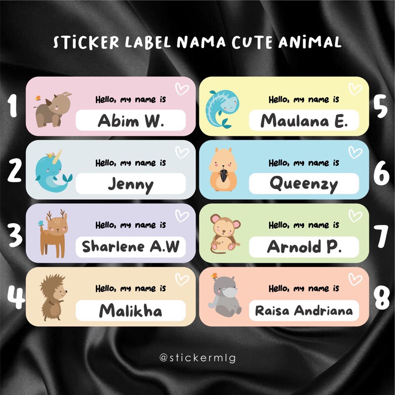 Name LABEL STICKER cute animal edition | Shopee Malaysia