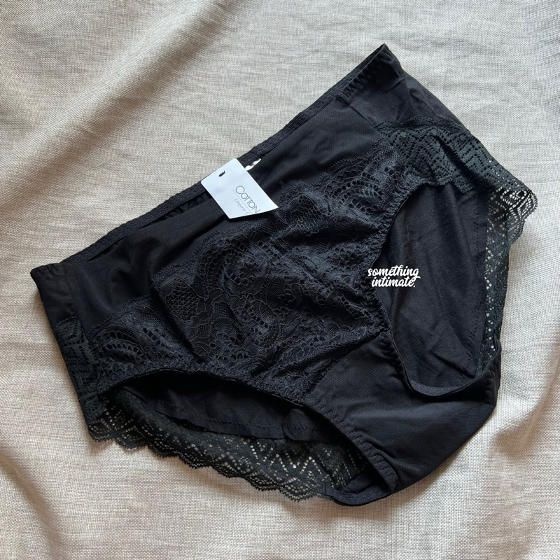 Cotton CLUB Italy Organic Cotton Lacey Feathers Semi Highwaisted Hipster Brief Panty/Panties