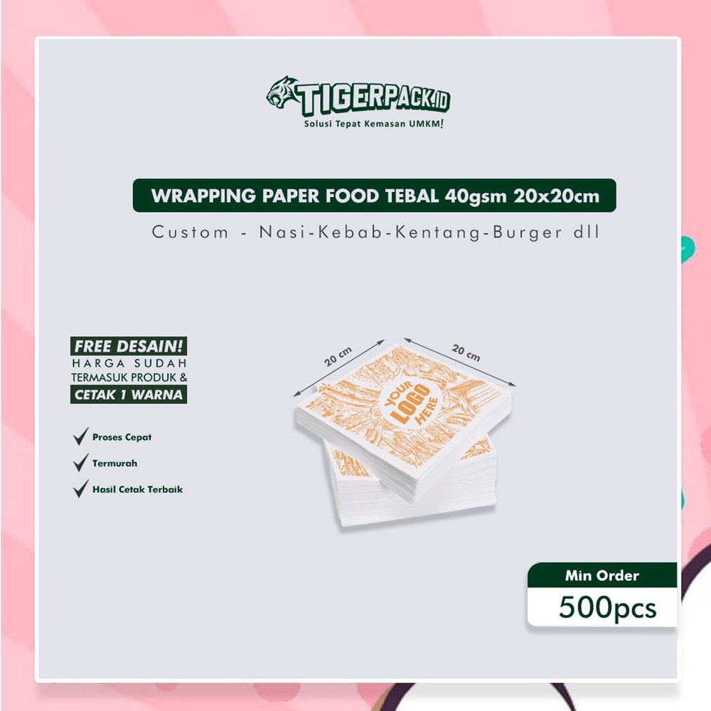 Wraping Paper Food Rice-Kebab-Burger etc. (Custom Screen Printing ...