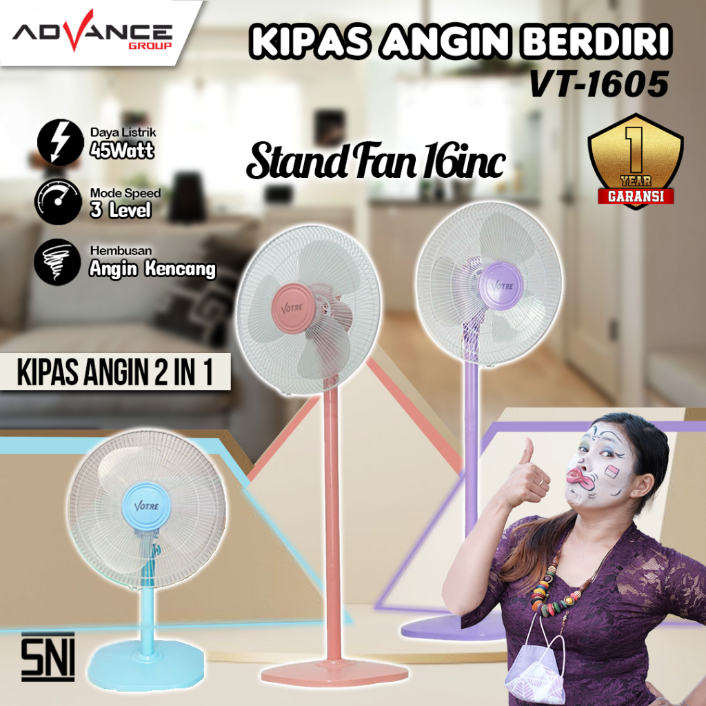 VOTRE VT1605 Stand Fan 16 Inch Standing Fan Tornado Fan/ VT-1605 Low ...
