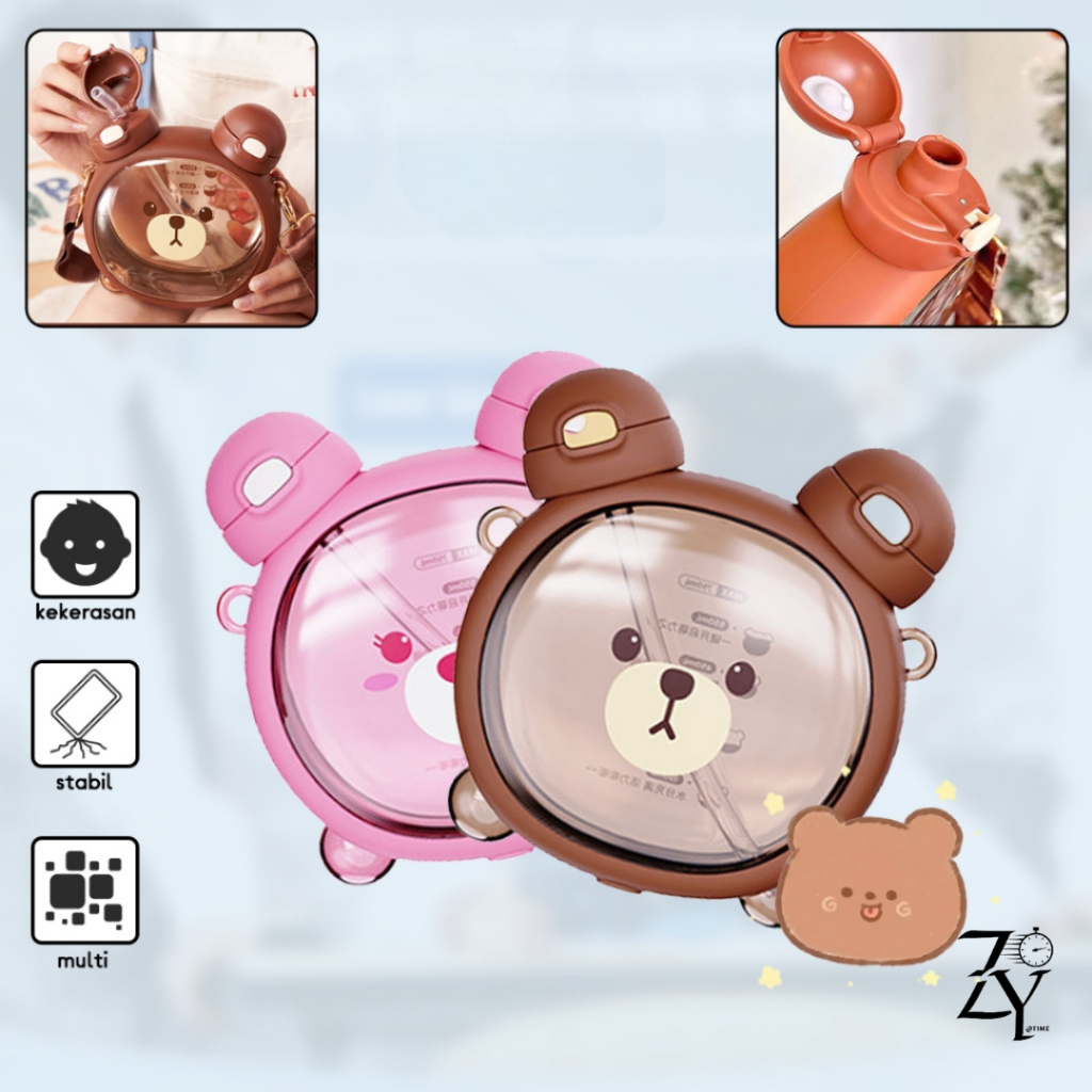 The TIME Plastic Bottle Bear 2 Ways To Drink Cute+Long Strap & Sticker ...