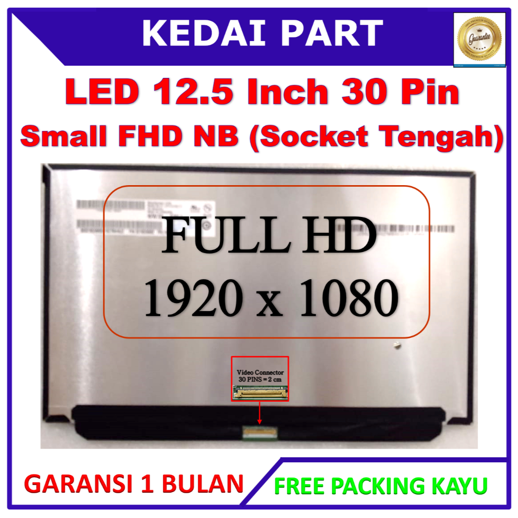 Lcd LED 12.5 Inch 30 Pin Small Frame No Bracket Full HD FHD Socket ...