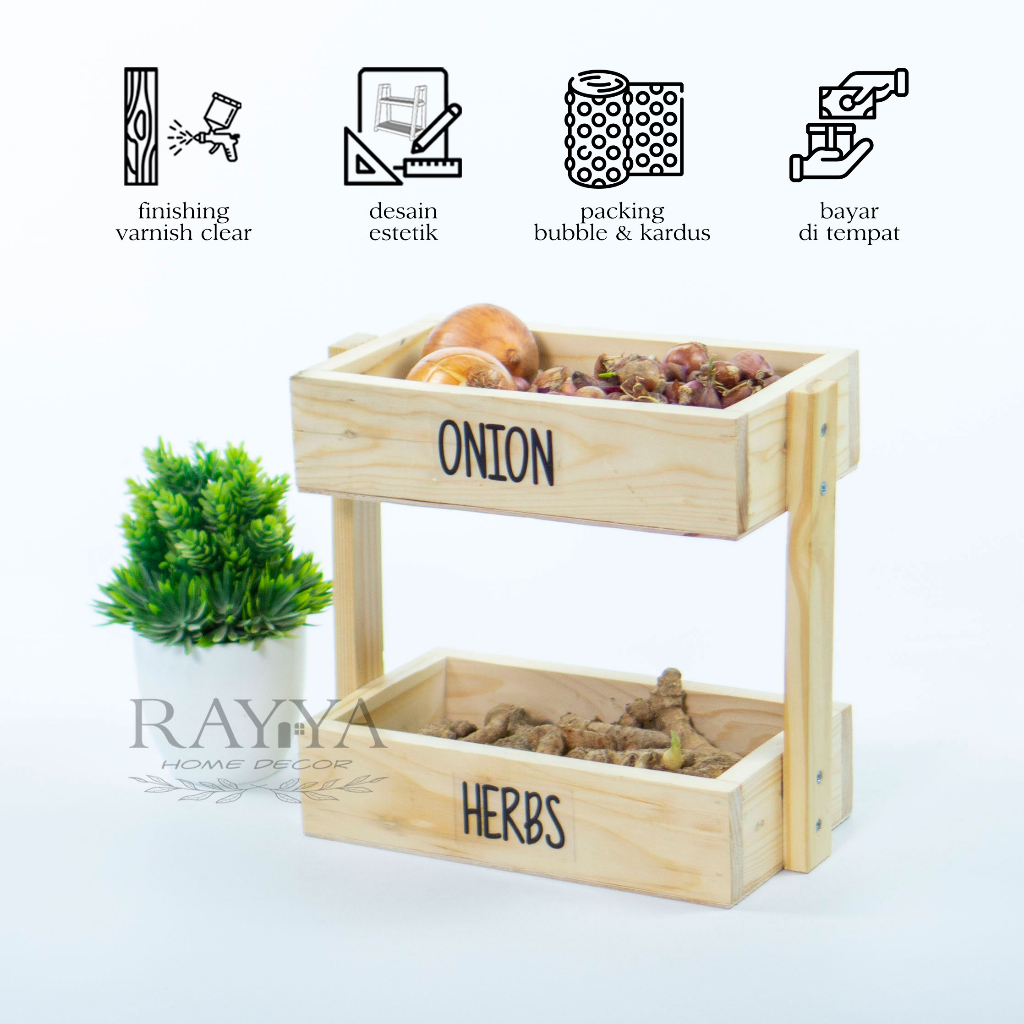 KAYU Stackable multi-purpose wooden onion rack / wooden onion rack free ...