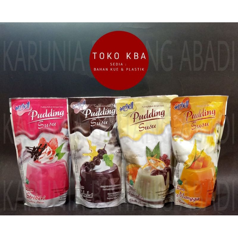 Agar Nutrijell Pudding Milk Powder Pouch Flavor Strawberry Chocolate Vanilla Mango 3408