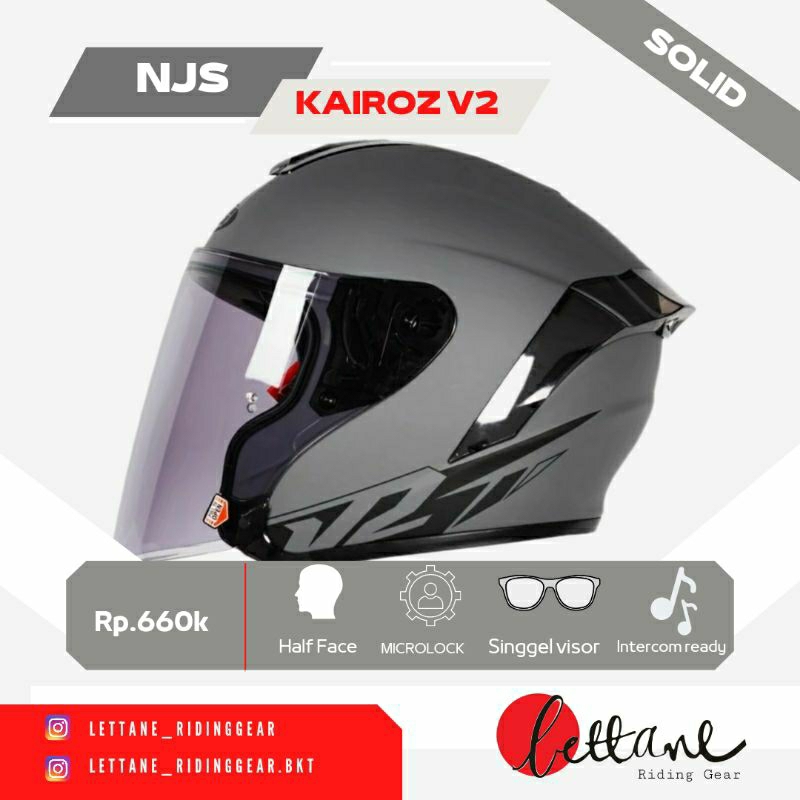 Njs Kairoz V Solid Half Face Helmet Shopee Malaysia