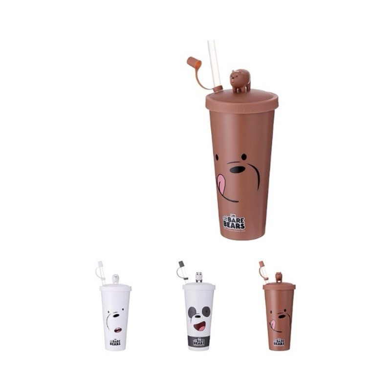 Miniso We Bare Bear plastic bottle with straw/miniso tumbler Shopee Malaysia