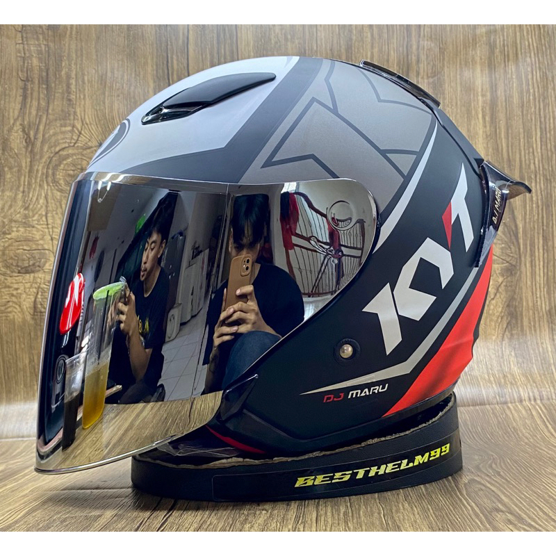 Helmet KYT DJ MARU 17 MATT BLACK DOFF Handsome Package KYT DJ MARU