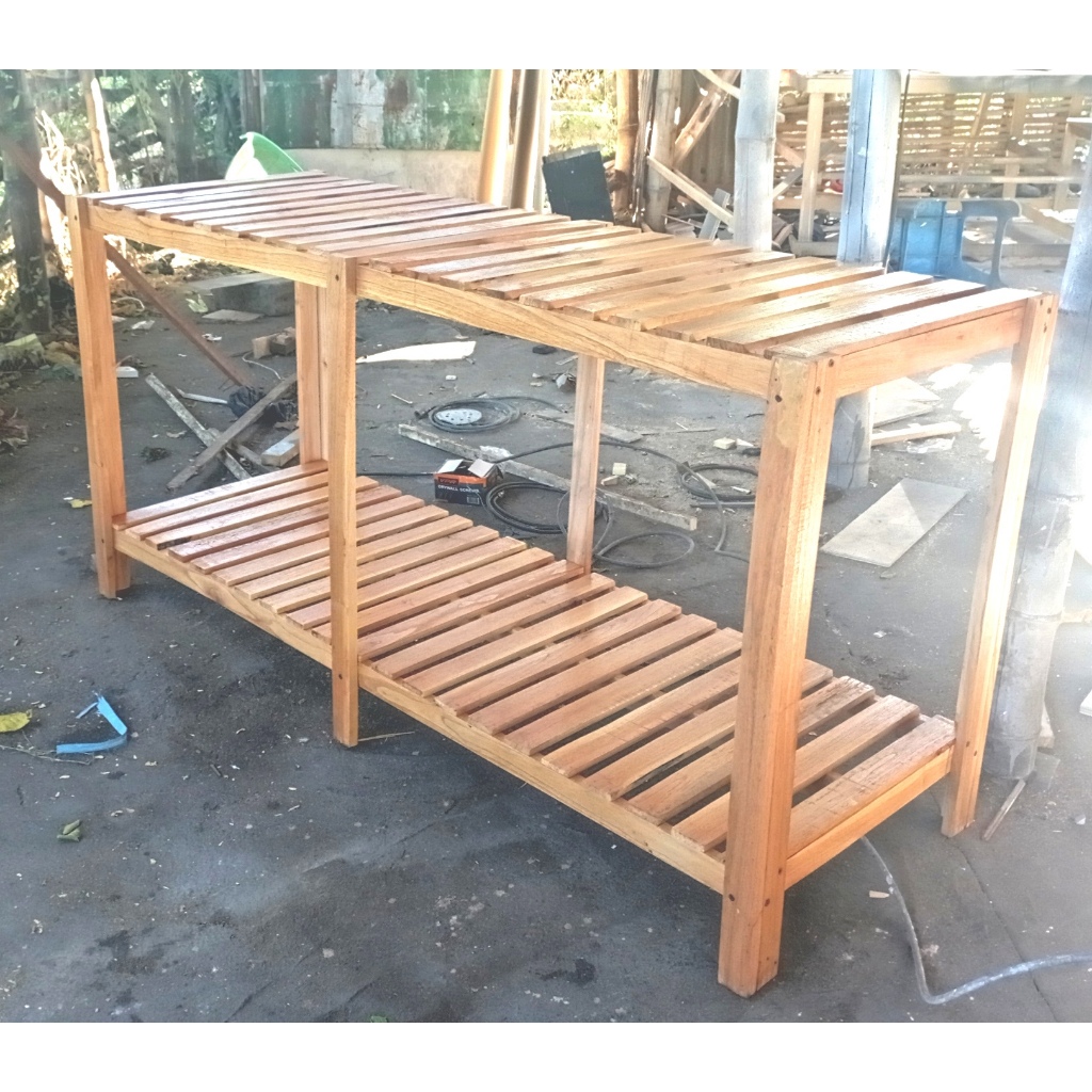 KAYU 2meter Long Minimalist aquarium Table outdoor Table Teak Wood Termite Resistant Shopee