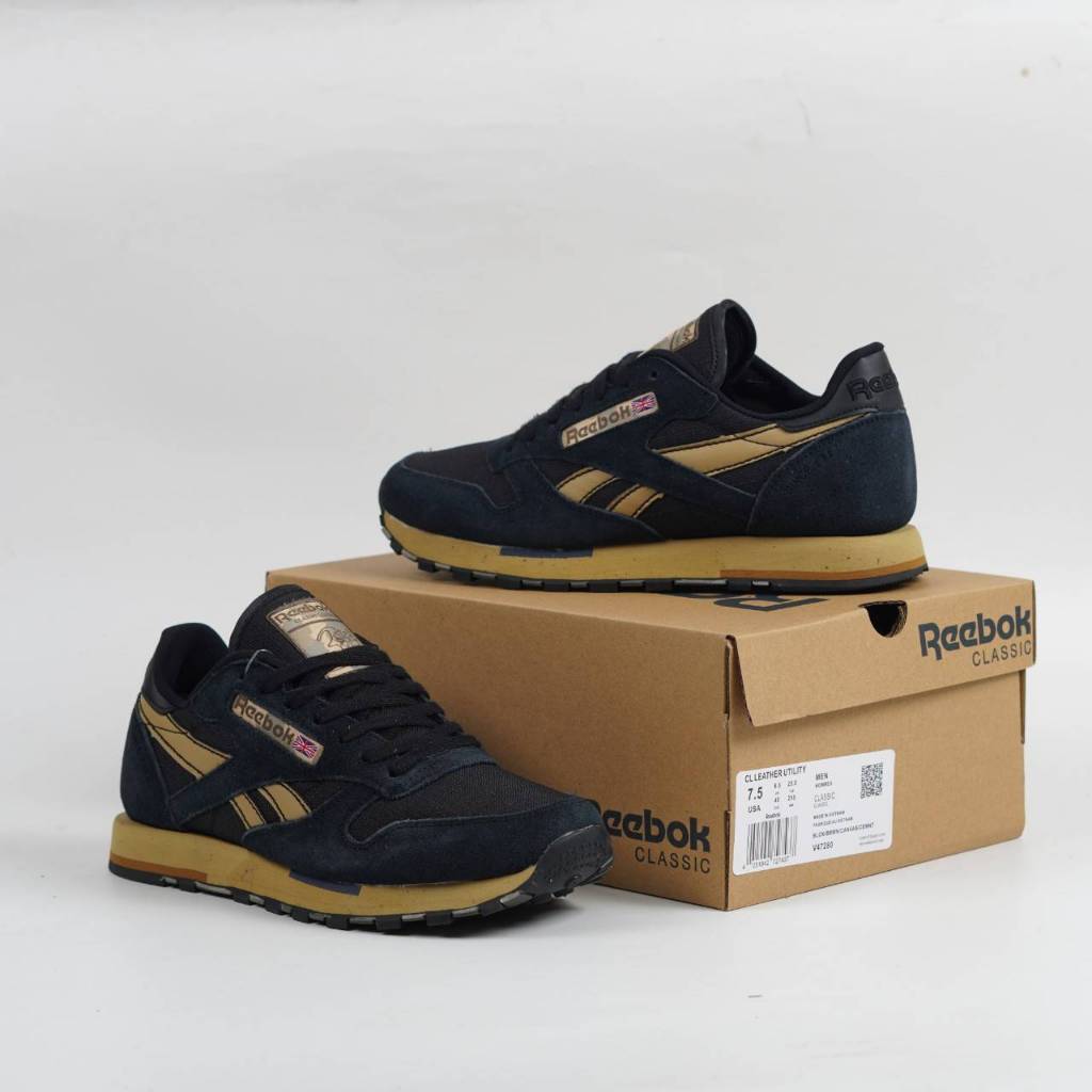 Reebok Classic Leather Utility Navy Brown Shopee Malaysia