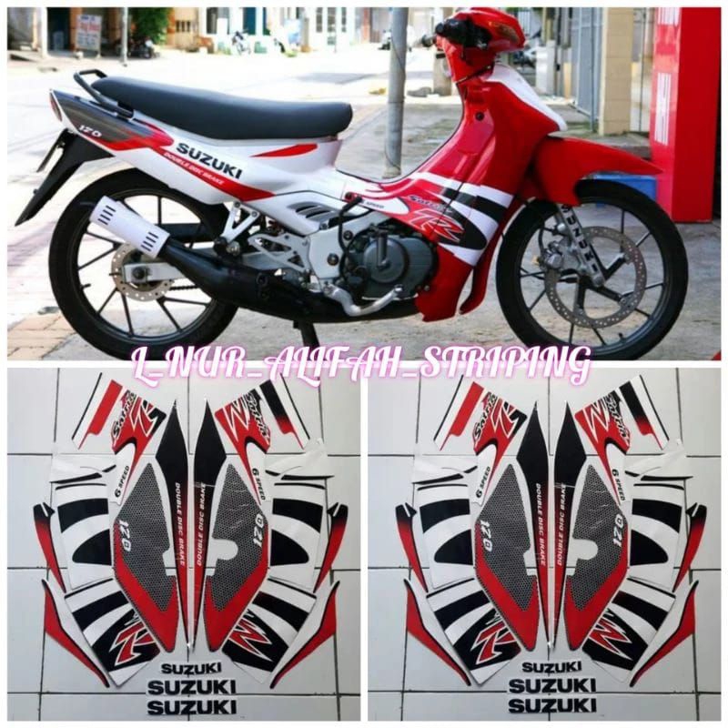 MERAH SUZUKI MOTORCYCLE BODY STRIPING STICKER SATRIA 120 R SATRIA DUMBA ...