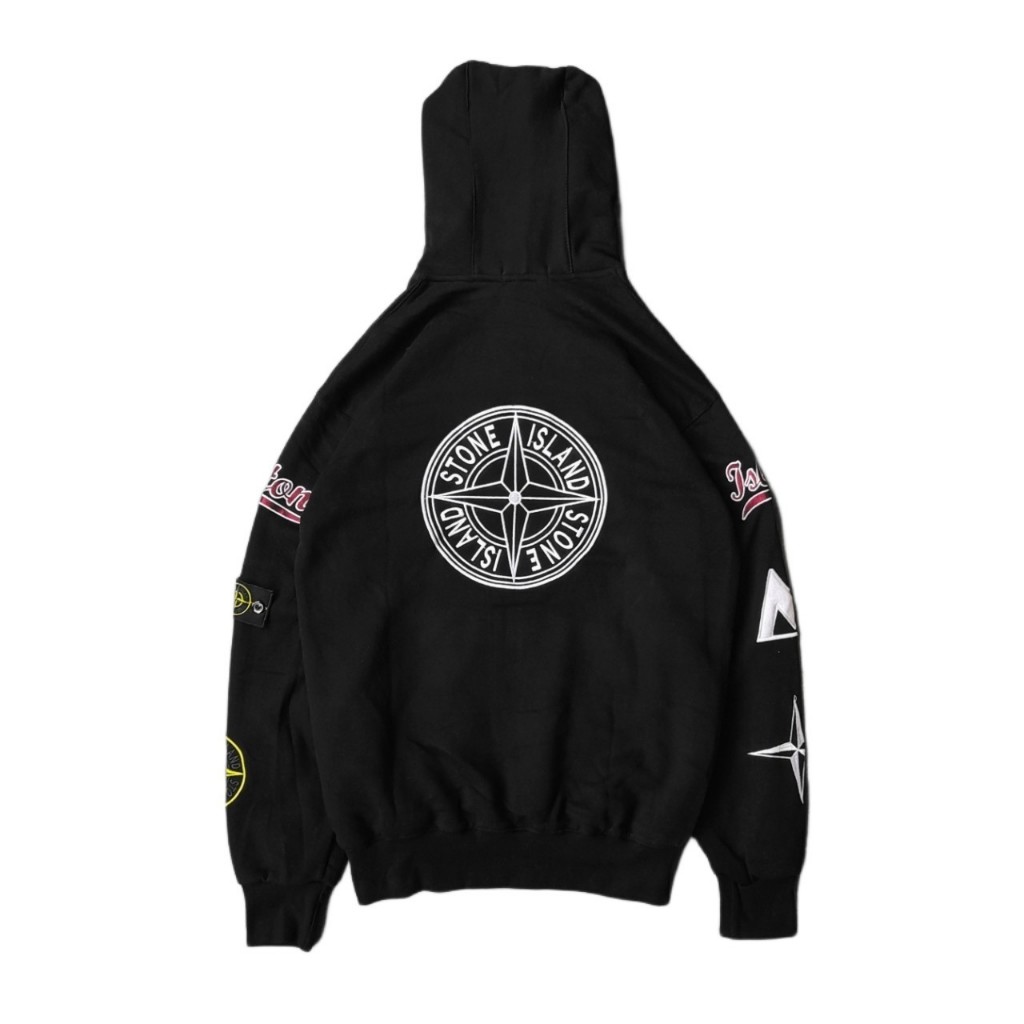 Stone ISLAND ICON HAND BLACK HOODIE Jacket Shopee Malaysia