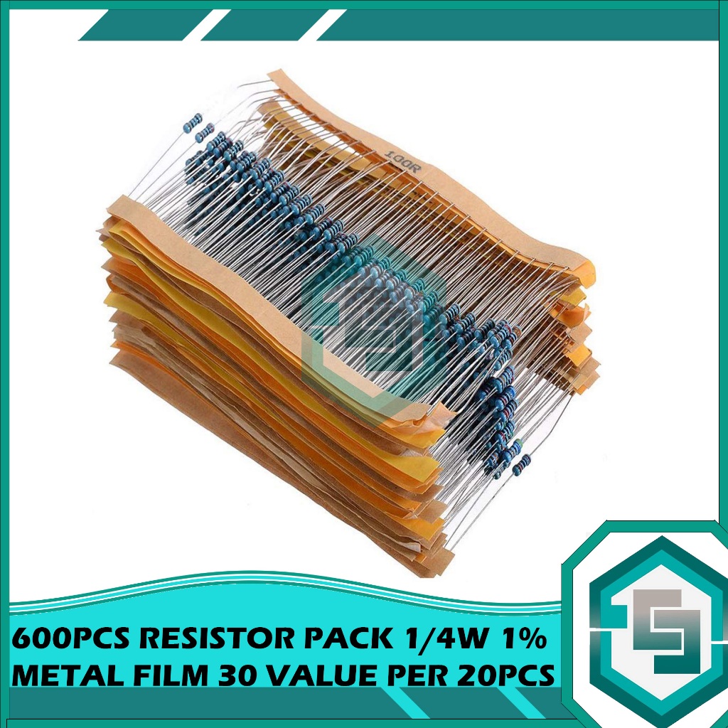 Package 600PCS RESISTOR PACK 1/4W 1% METAL FILM 30 VALUE | Shopee Malaysia