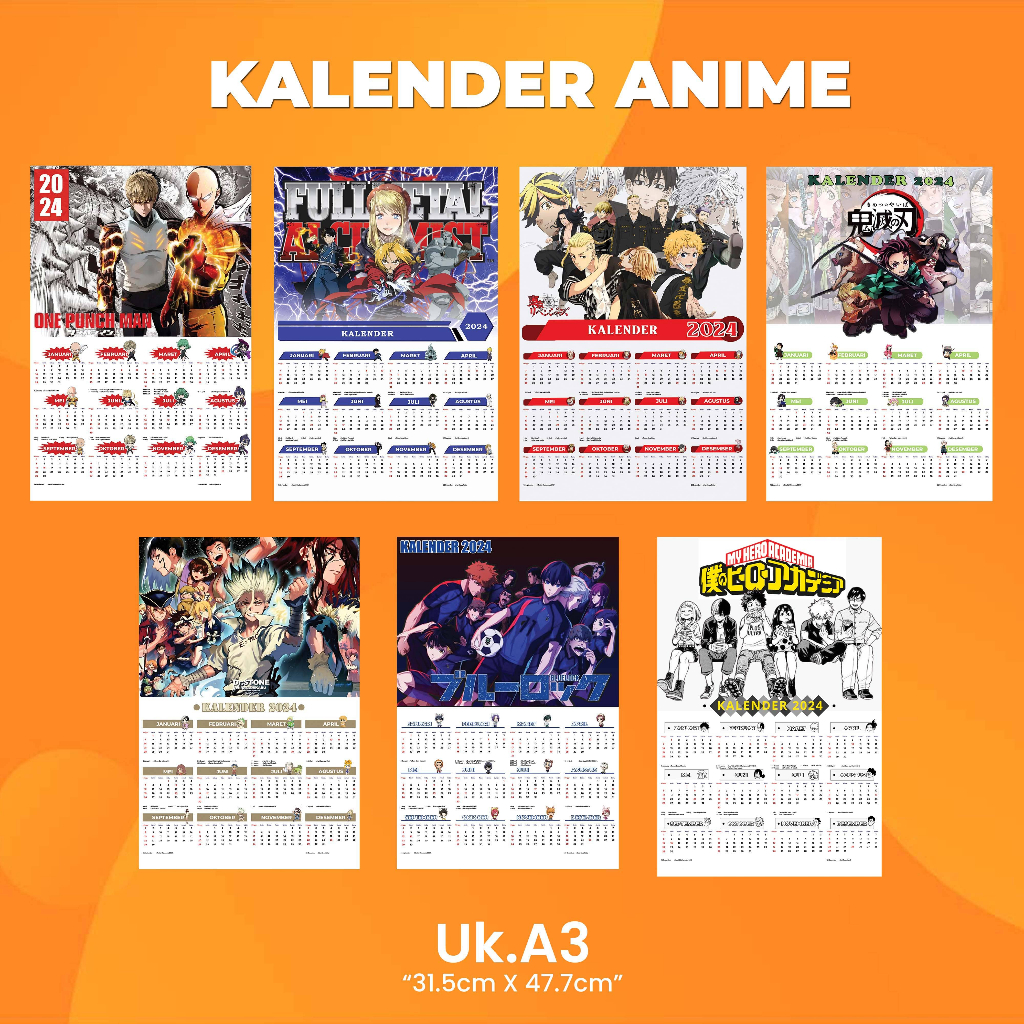 Anime Wall Calendar Size A3+ Edition 2 I Print Calendar 2025 Custom II