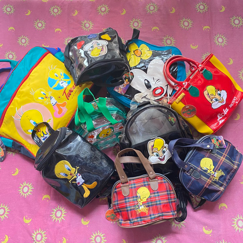 Vintage 90s Warner Bros Tweety Animaniacs Lola Bunny Hand Bag Backpack ...