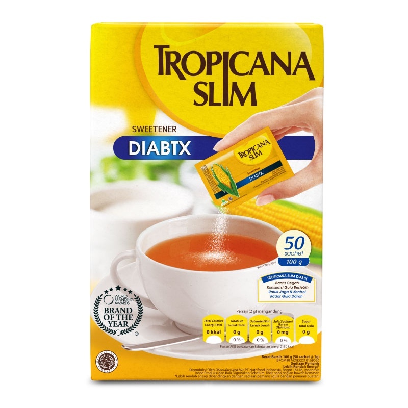 Tropicana Slim Sweetener Diabtx 50 Sachets - Sweetener For Diabetes ...