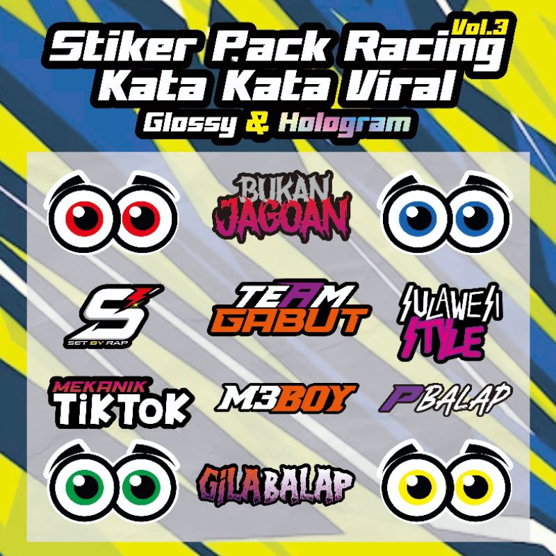 MATA Cool RACING EYE WORDS FOR MOTORCYCLES CAR HELMET LAPTOP | Shopee ...