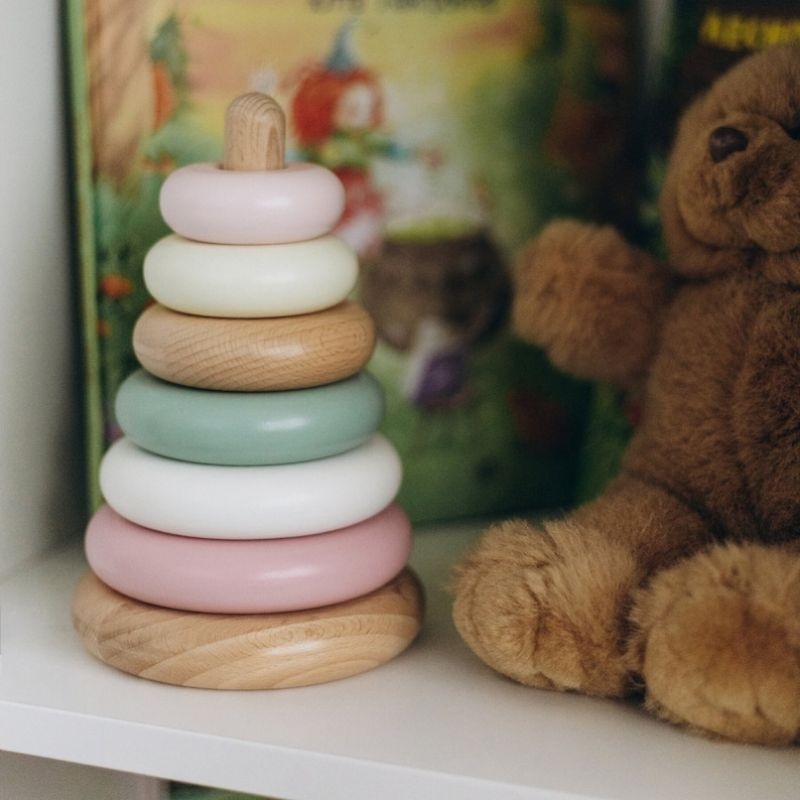 Baby ring tower, ocean wooden stacker toy, wooden stacking toy ...