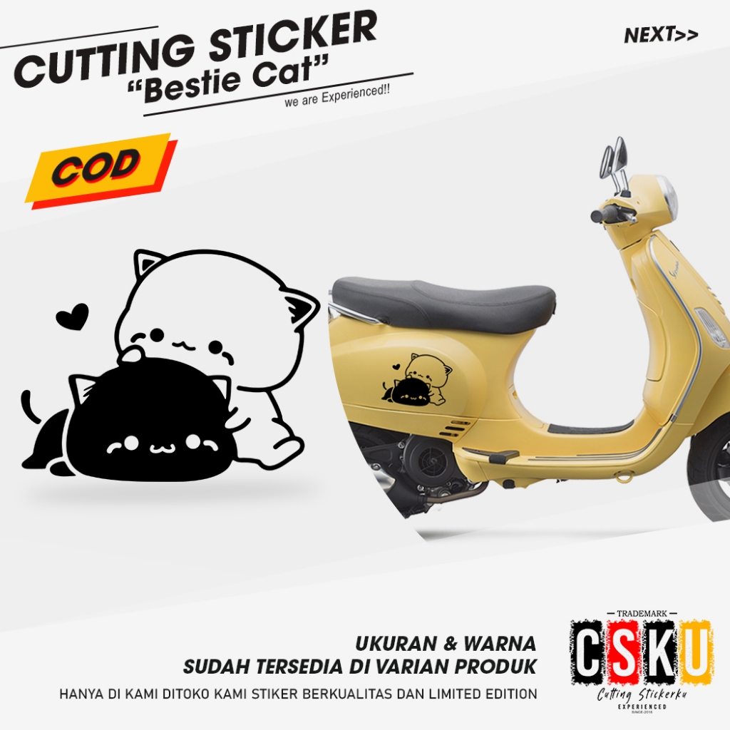 Cutting Sticker Bestie Cat Cute Variation Motorcycle Car Sticker Animal ...